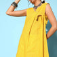 Ahalyaa Women Mustard Cotton Fluid Tie-Up Tunic | Swadesiicart