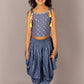 Lil Drama Fusion Fair Girls Blue Crop Top With Dhoti Co-Ordinate Set - Swadesiicart