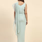 Light Blue Lycra Solid Ready to Wear Saree with stitched Blouse - Nita | Swadesiicart