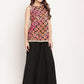 Ahalyaa Women's Black Crepe Digital Shibori Print Top Palazzo Set | Swadesiicart