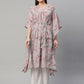 Ahalyaa Women Grey Georgette Floral Printed Kaftan Kurta | Swadesiicart