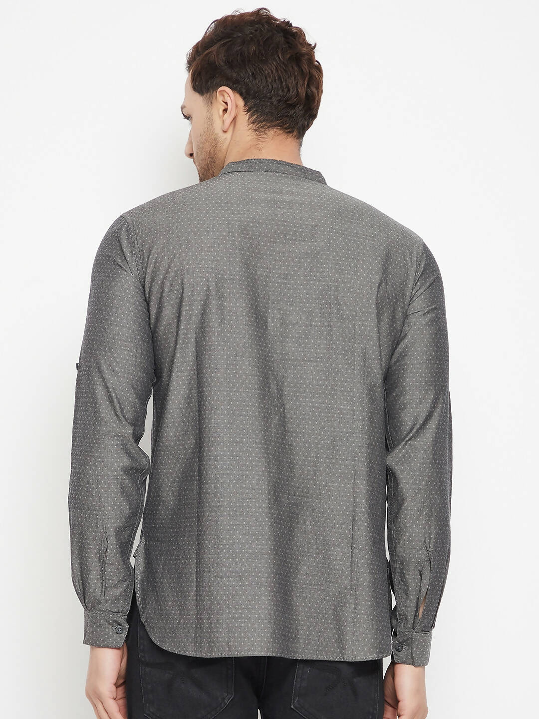 Even Apparels Grey Color Pure Cotton Short Men's Beautiful Kurta With Band Collar | Swadesiicart
