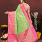 Lorenvalley Fashion Green Cotton Woven Design Zari Meenakari Weaving Saree - Swadesiicart