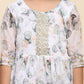 Alakhi Studio Girls Floral Georgette Printed Round-Neck Kurta With Sharara - White