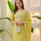 The52 Lemons Women's Beautiful Chikankari Work Chanderi Fabric Straight Kurta Pant and Dupatta Set - Swadesiicart