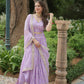 Lorenvalley Lavender Pure Viscose Jacquard with Golden Embroidered Sequins work Lehenga Choli | Swadesiicart