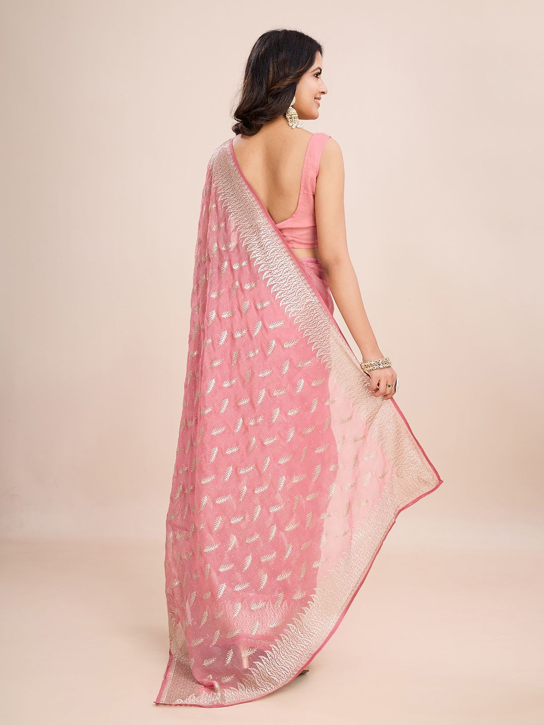 kasee Floral Embroidered Art Silk Ready to Wear Saree | Swadesiicart