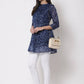 Myshka Women's Trendy Organza Printed Printed 3/4 Sleeve Round Neck Casual Multicolor Tunic