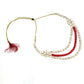 Mominos Fashion Johar Kamal Handicraft Finish White & Red Pearls Choker For Women (White/Red) | Swadesiicart