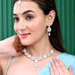 VOJ Gold-Polished Nude Pink And Mint Green Stone Studded Jewellery Set With Maang Tikka - Swadesiicart