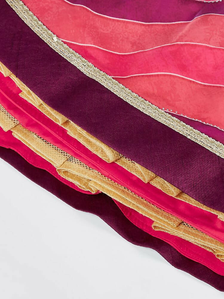 House of Panchhi Rose Organza Siroski Stone Work Leheriya Print Lehenga Choli & Dupatta | Swadesiicart