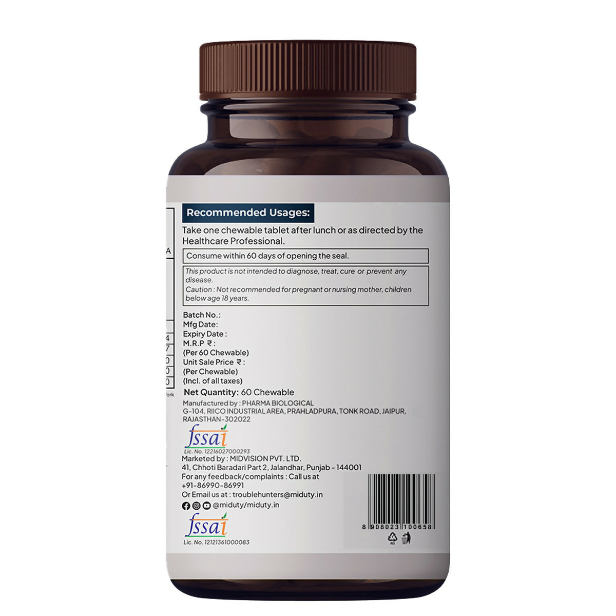 Miduty by Palak Notes Vitamin B12 - Methyl Folate Chewables - Swadesiicart