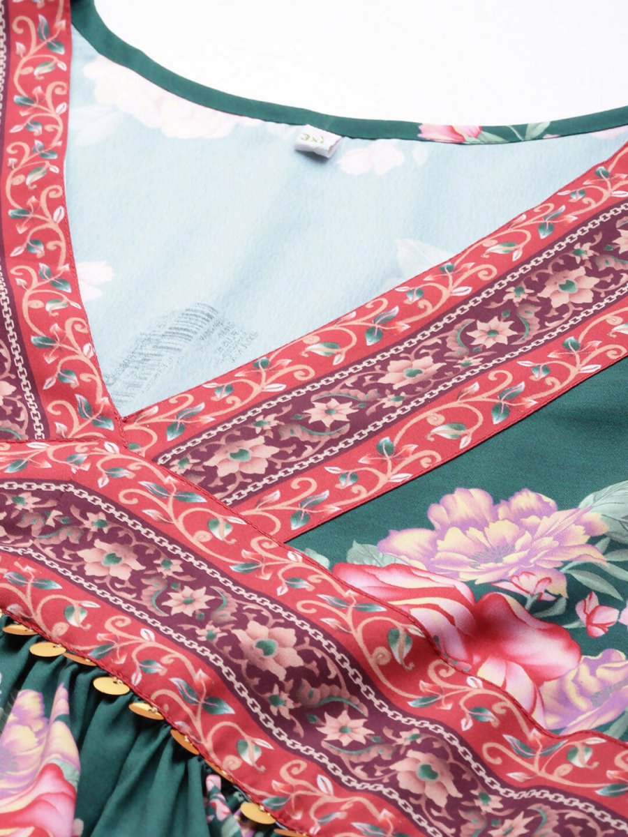 Ahalyaa Women's Traditional wear Ethnic Dress - Green | Swadesiicart