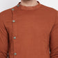 Even Apparels Brown Pure Cotton Men's Sherwani Kurta With Asymetrical Cut | Swadesiicart
