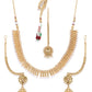 Priyaasi Women White Beads Gold-Polished MaangTika Jewellery Set - Swadesiicart