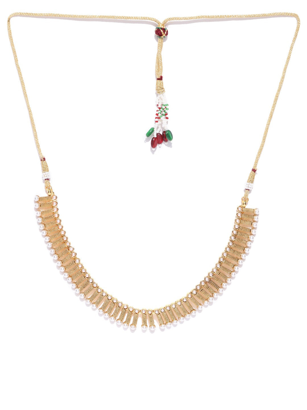 Priyaasi Women 2 Gold-Polished Pearls Necklaces With Jhumki & Maangtika - Swadesiicart