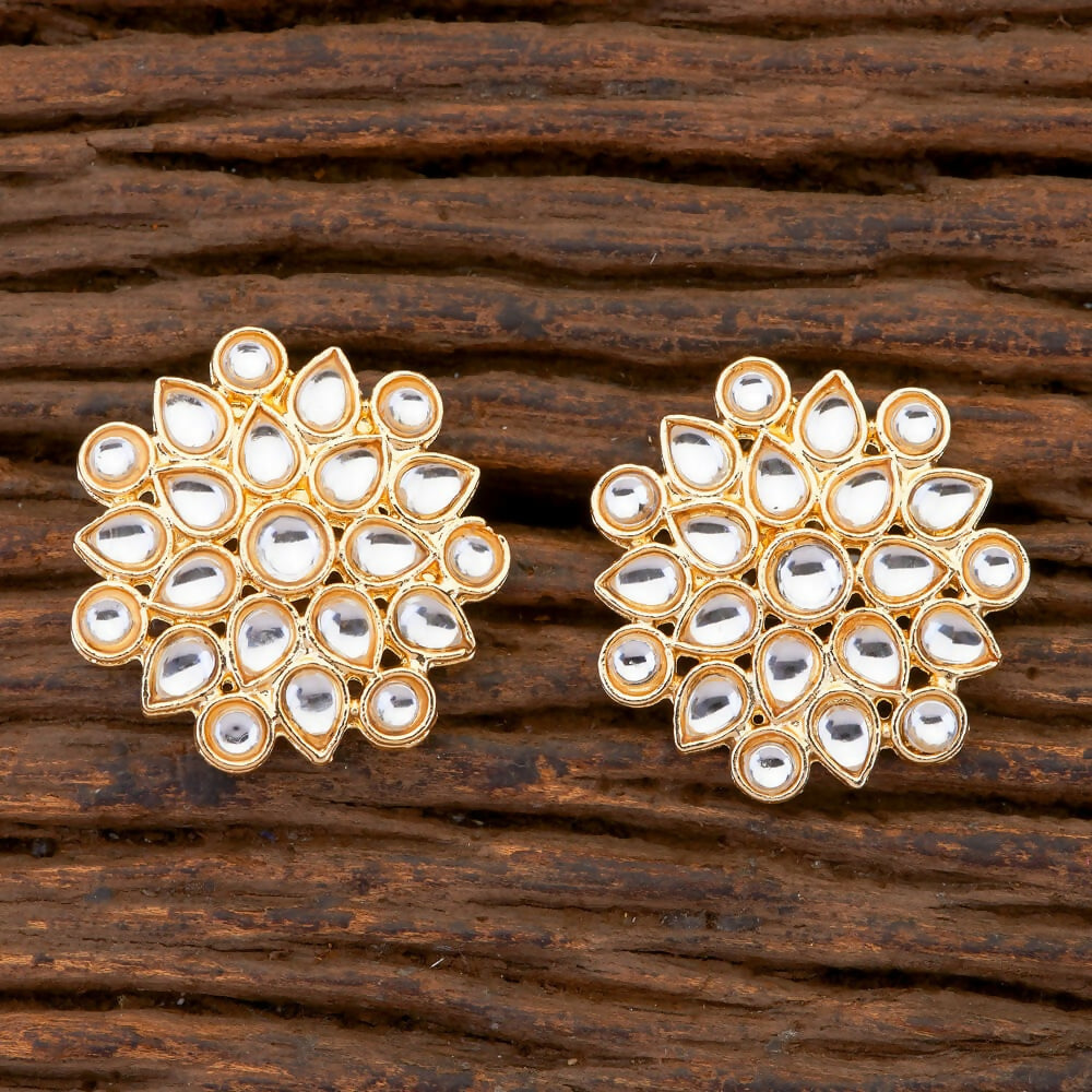 Joban Fashion Women Kundan Pearl Golden White Earrings - Swadesiicart