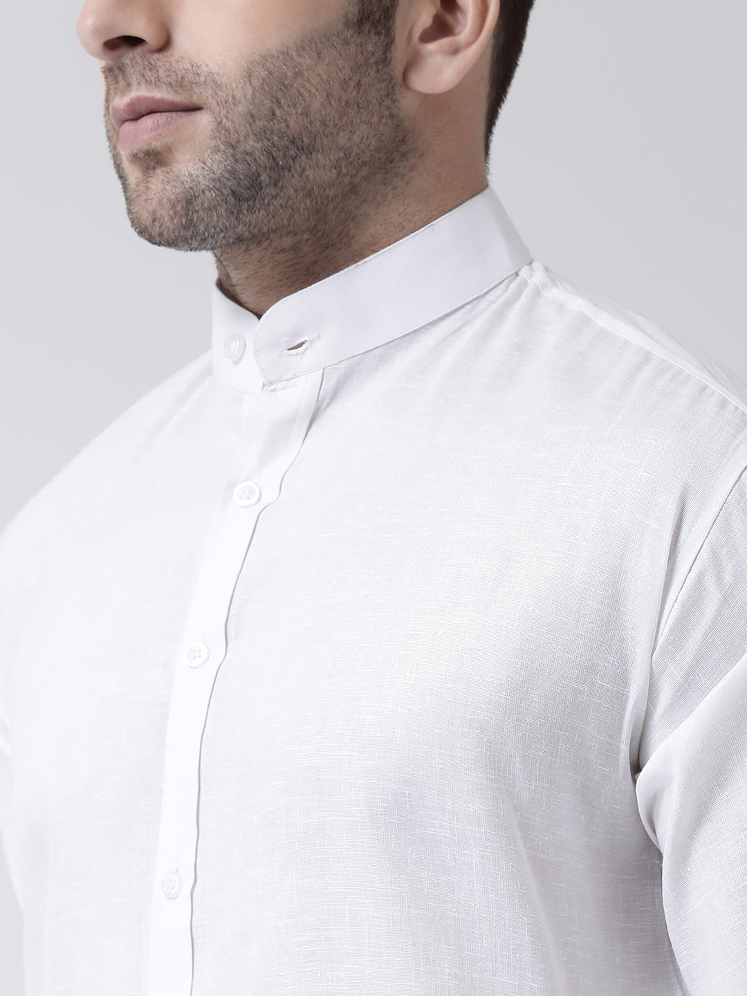 RIAG White Men's Chinese Collar Full Sleeves Shirt | Swadesiicart