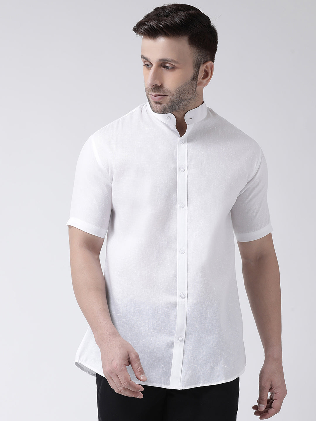 RIAG White Men's Chinese Collar Half Sleeves Shirt | Swadesiicart