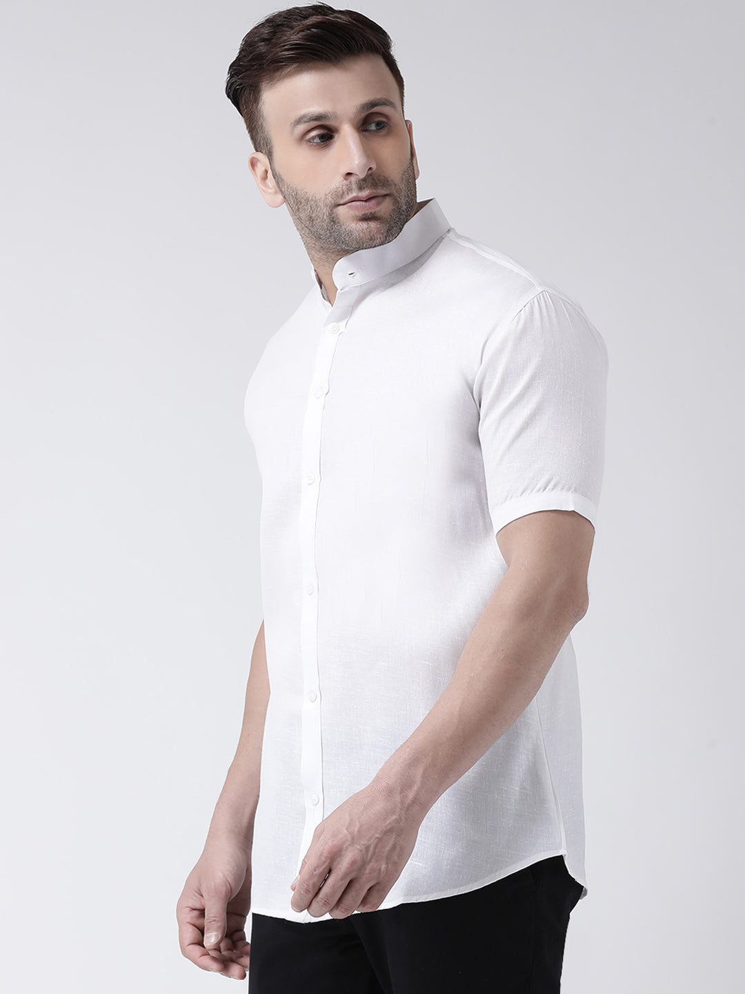 RIAG White Men's Chinese Collar Half Sleeves Shirt | Swadesiicart