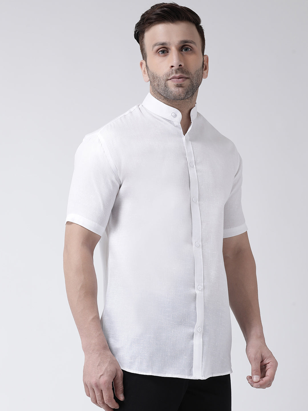 RIAG White Men's Chinese Collar Half Sleeves Shirt | Swadesiicart