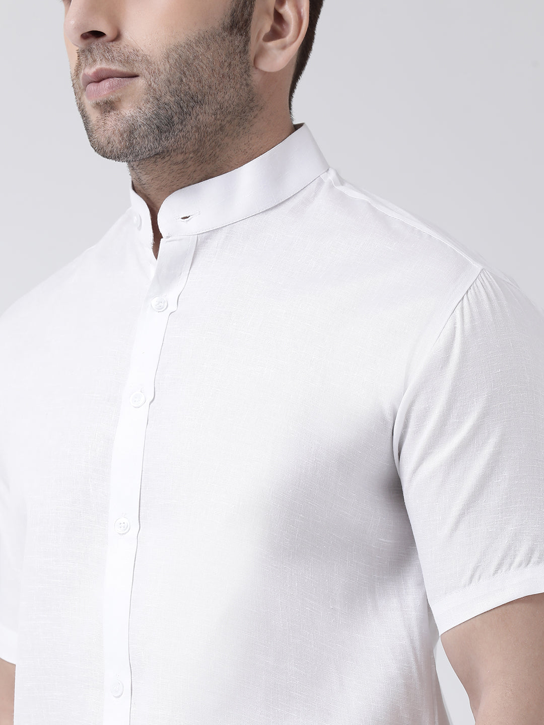 RIAG White Men's Chinese Collar Half Sleeves Shirt | Swadesiicart