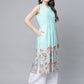Ahalyaa Women's Sky Blue Rayon Printed Kurta Palazzo Set | Swadesiicart