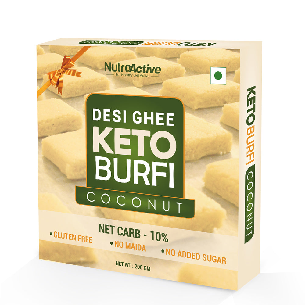 NutroActive Desi Ghee Keto Coconut Barfi | Swadesiicart