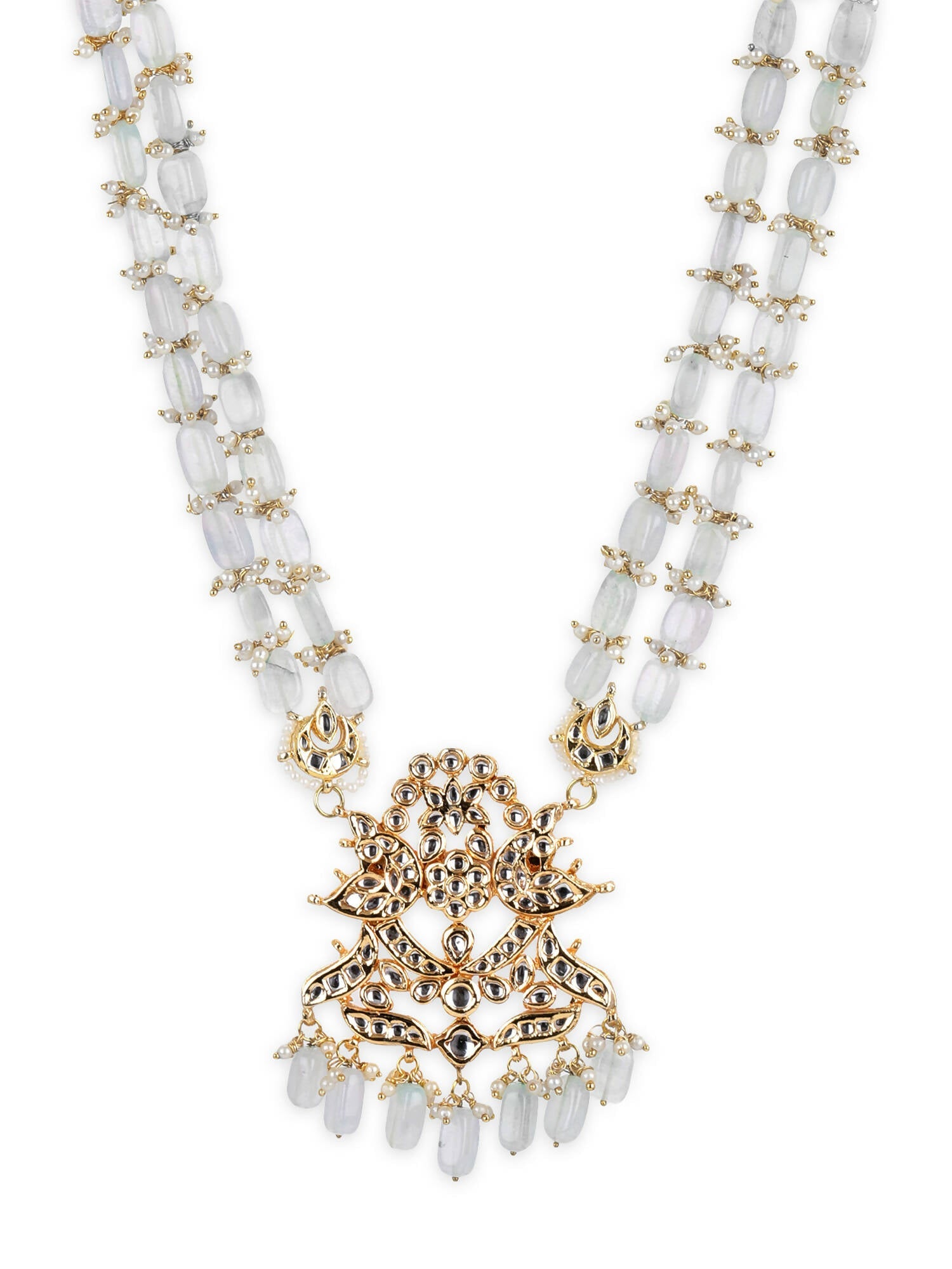 Gold-Toned White Brass Gold-Polished Necklace - Ruby Raang | Swadesiicart