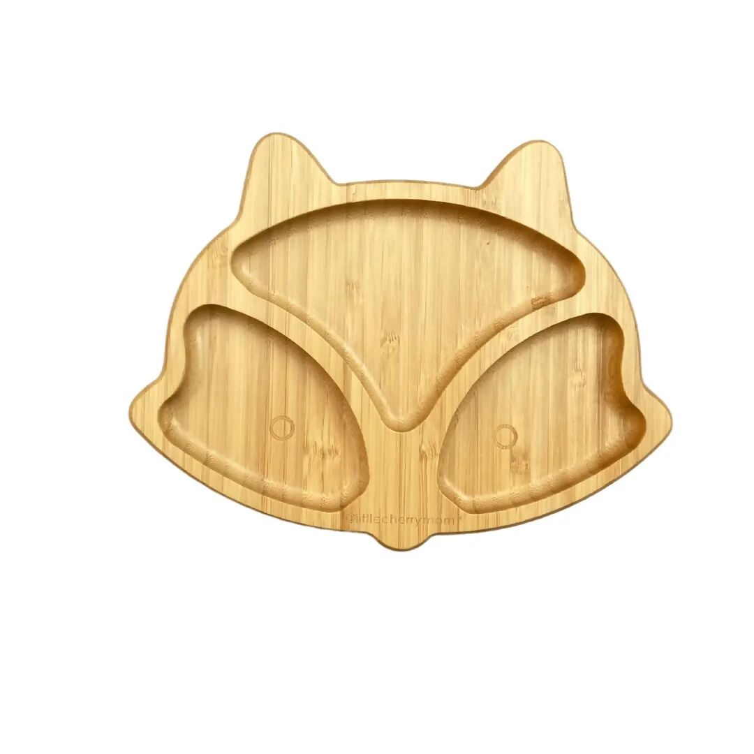 Littlecherrymom Fox Bamboo Suction Plate (With Fork And Spoon) | Swadesiicart