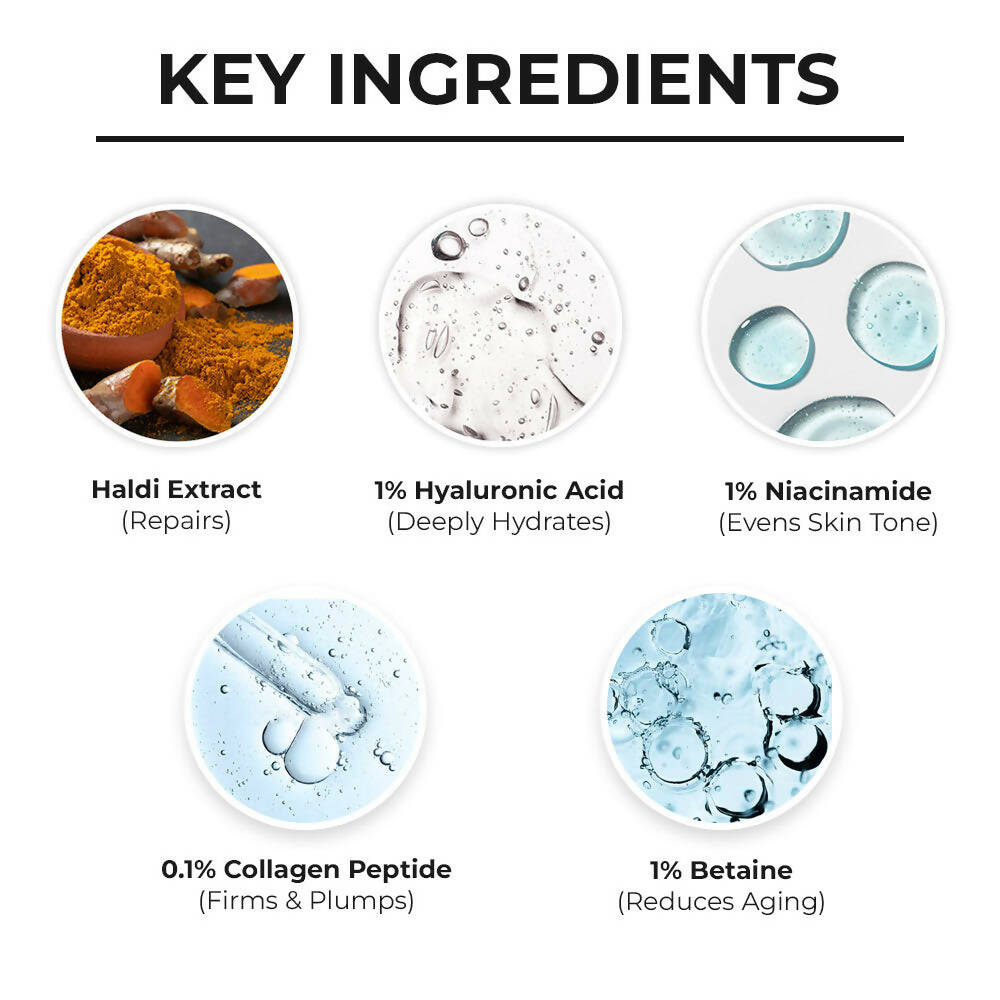 Dr. Sheth's Haldi & Hyaluronic Acid Face Serum with 1% Niacinamide For Hydration, Plump & Bouncy Skin, For All Skin Types - Limited Time Offer - Swadesiicart