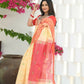 Beatitude Yellow Slub Cotton Floral Jamdani Saree