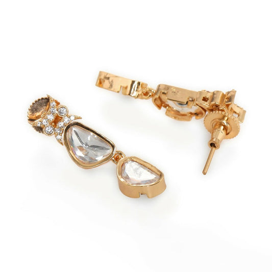 Ambi Diamond and Gold Earrings (Gold) - Ruby Raang - Swadesiicart