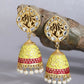 Joban Fashion Women White Beats Matte Gold Jhumka | Swadesiicart