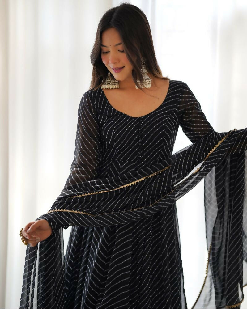 Joban Fashion Black Kurta Set Georgette Sequence Embroidery Work - Swadesiicart