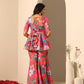 Pomcha Jaipur Pink Gul Qudrat Sharara Set | Swadesiicart
