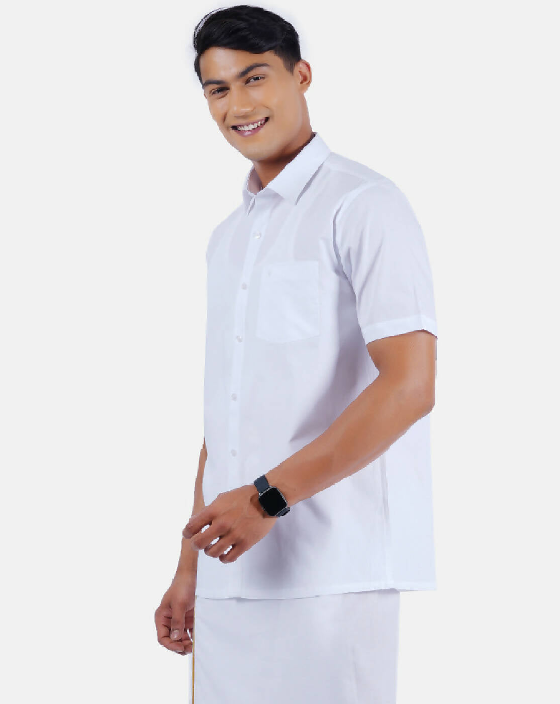 Ramraj Cotton Mens 100% Cotton Half Sleeve White Shirt | Swadesiicart