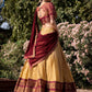 Lorenvalley Cream Kanchipuram Zari Weaving Work Lehenga Choli with Dupatta | Swadesiicart