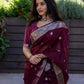 DEIANA'S Beautiful Designer Golden zari Soft Cotton Saree - Wine - Swadesiicart
