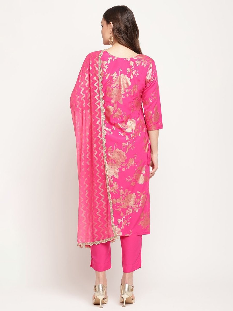 Ahalyaa Dark Pink Crepe Printed Salwar Suit Sets With Dupatta | Swadesiicart