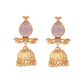 Nuyug 22K Gold Plated Rose Quartz Stone Studded Ethnic Jhumkas | Swadesiicart