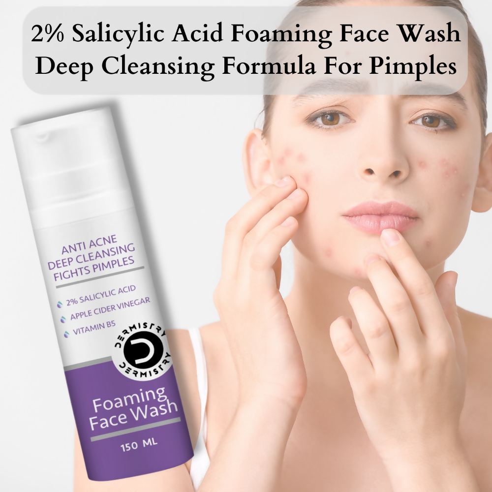 Dermistry 2% Salicylic Acid Anti Acne Oil Control Pimples Remover Foaming Face Wash - Swadesiicart