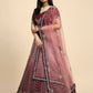 Maroon Fancy Net Sequence Embroidered Lehenga Choli with Dupatta - Dhara | Swadesiicart