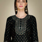 Jyoti Fashion Women's Black Cotton Magic Slub Embroidery & Sequence work Kurta with Trouser & Dupatta | Swadesiicart
