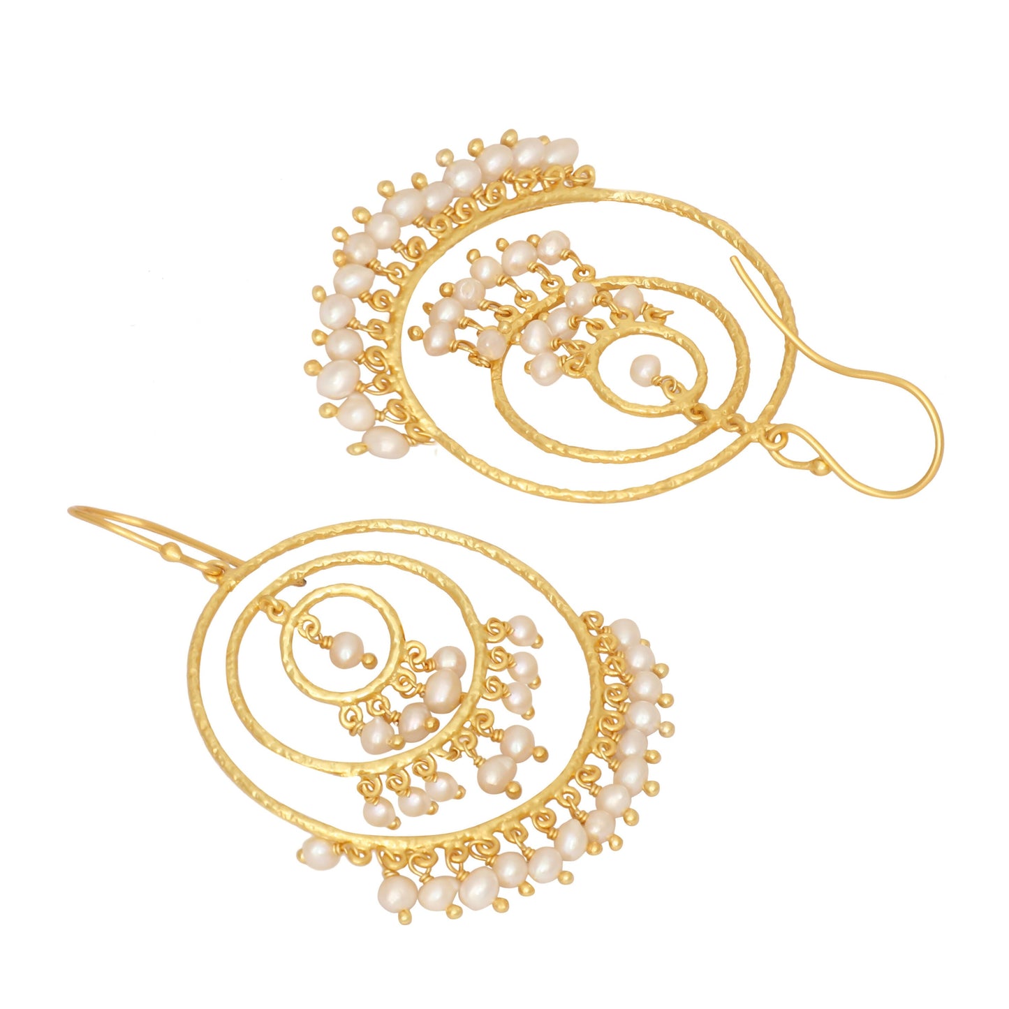Nuyug 18k Triple Pearl Hoop Anti Tarnish Earrings | Swadesiicart