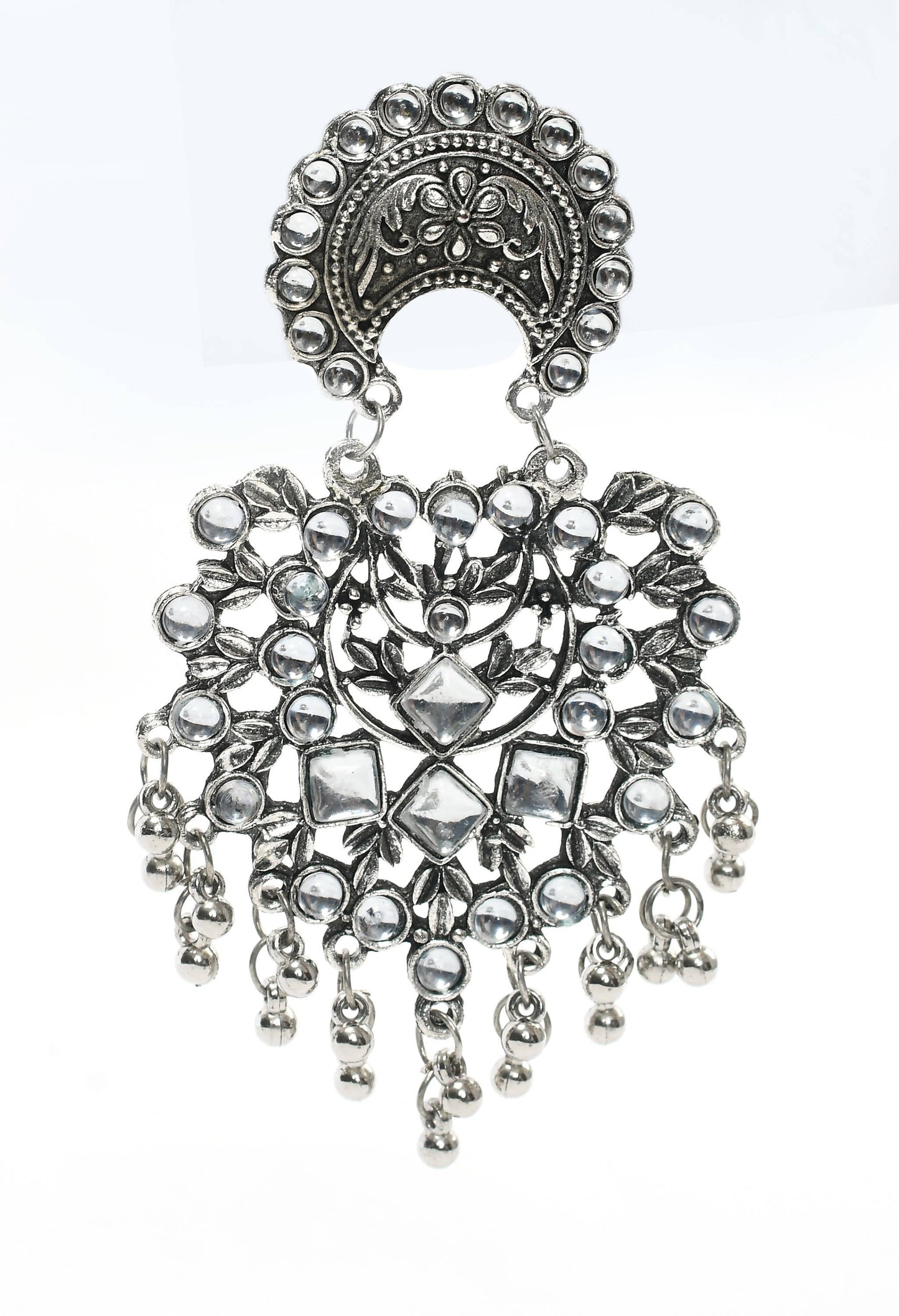 Mominos Fashion Johar Kamal Silver Color Base With Kundan Earrings - Swadesiicart