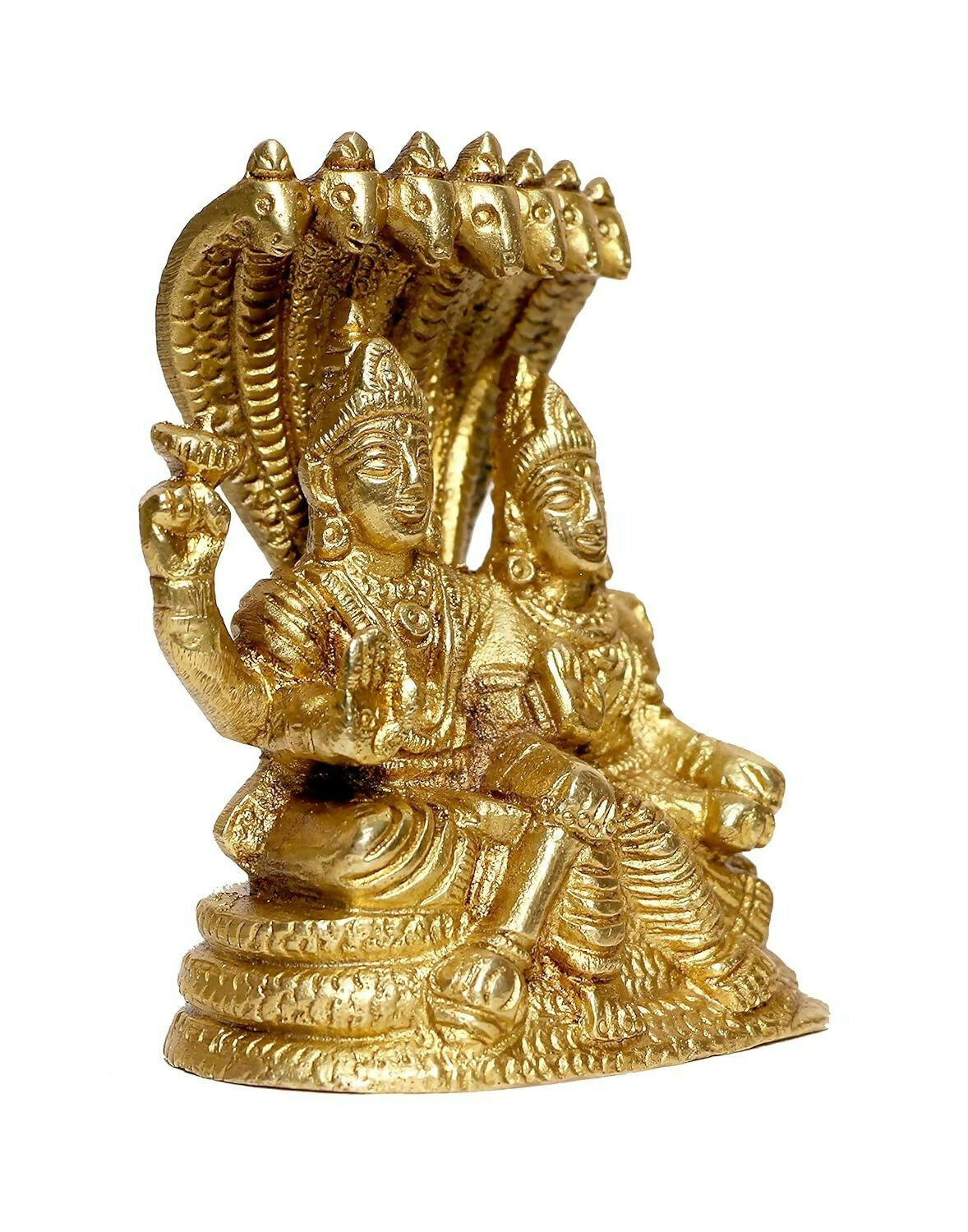 P.J.Handicrafts Brass Metal Statue Of Vishnu Ji With Laxmi - Swadesiicart