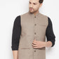 Even Apparels Beige Wool Men Woven Nehru Jacket | Swadesiicart