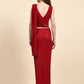 Red Imported Crystle Solid Ready to Wear Saree with stitched Blouse - Nita | Swadesiicart
