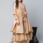 Ahalyaa Womens Beige Chanderi Kurta Palazzo Set with Dupatta | Swadesiicart